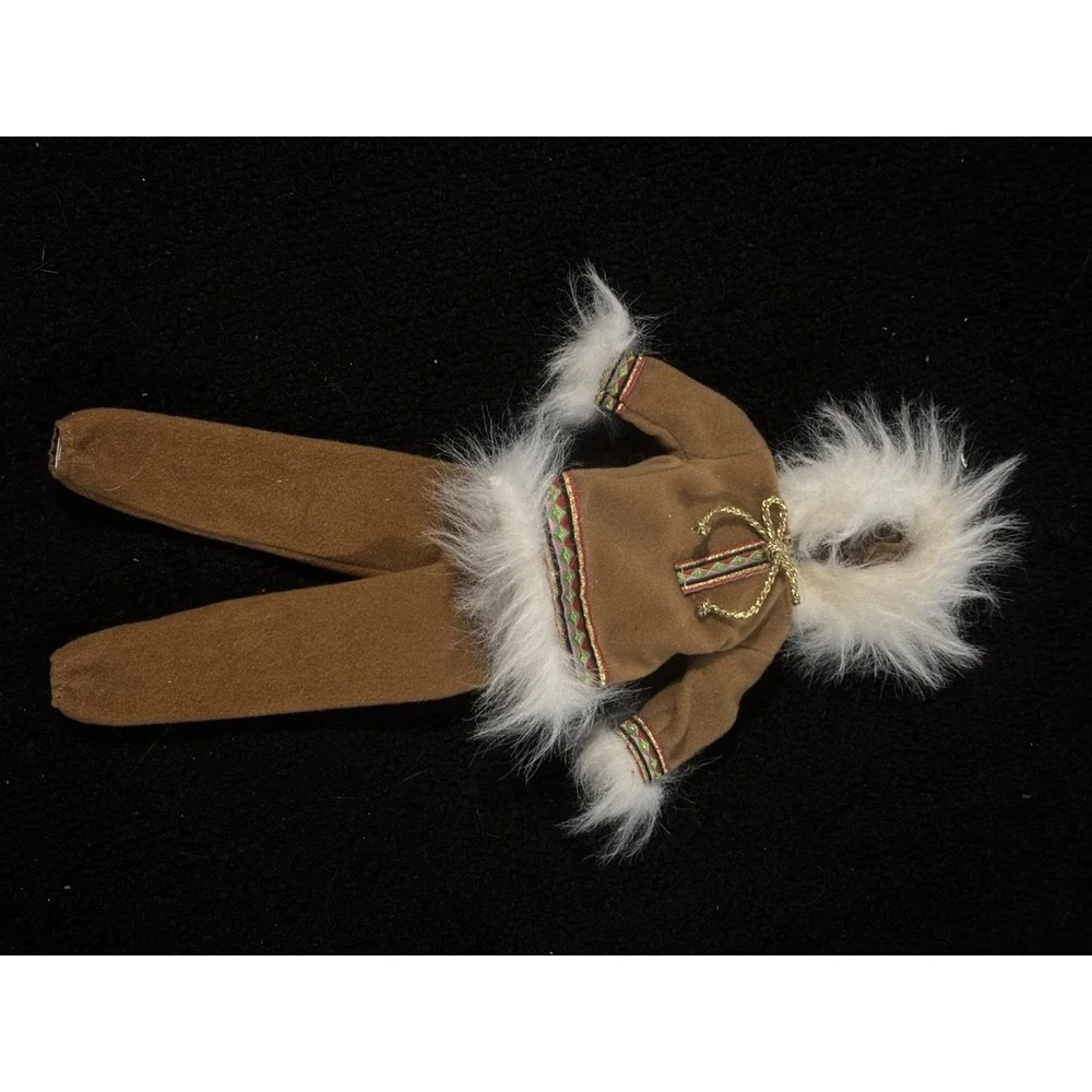 Vintage 1996 Artic Barbie Matching Outfit‎ Brown With Fur Trim Pants & Pullover